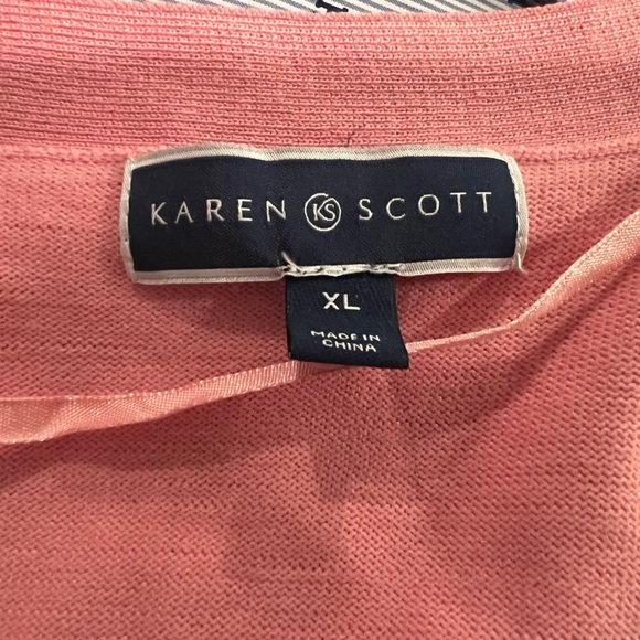 KAREN SCOTT women Pink Textured Open Cardigan/size XL - Picture 8 of 9